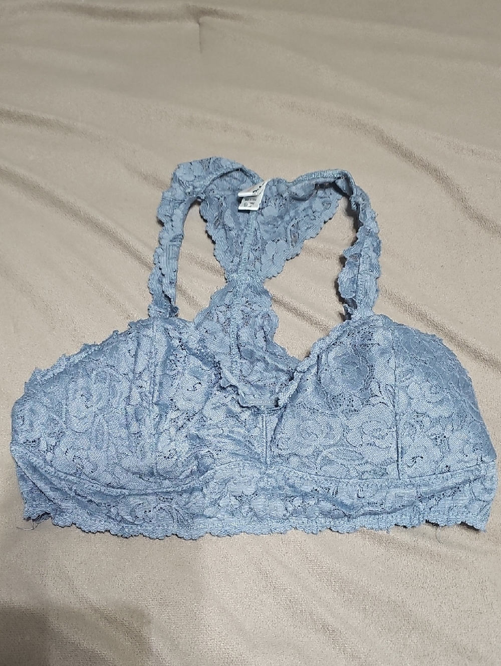 Lace Racerback Bralette in Gray